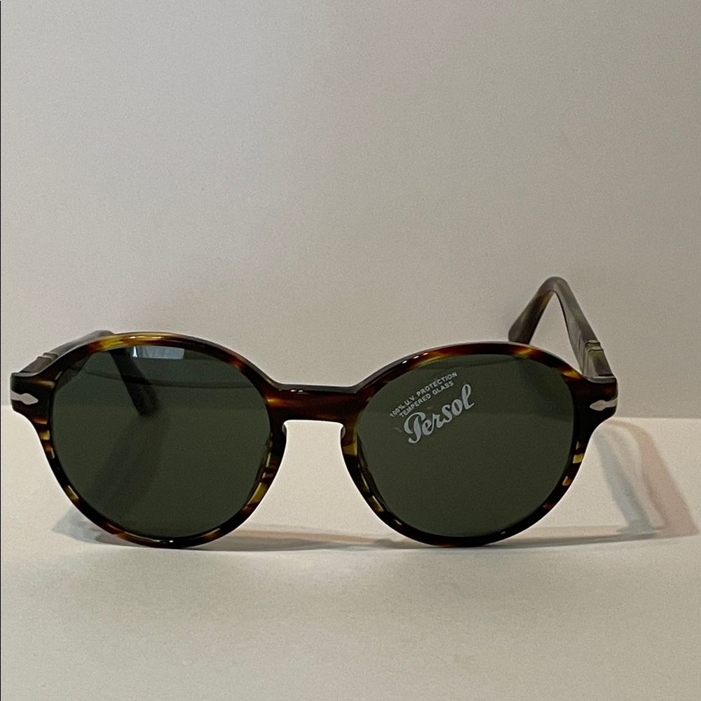 Persol Brown x Tortoise Round Sunglasses